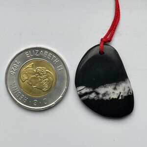 Lucky Chrysanthemum Stone pendant necklace black and white crystal red cord